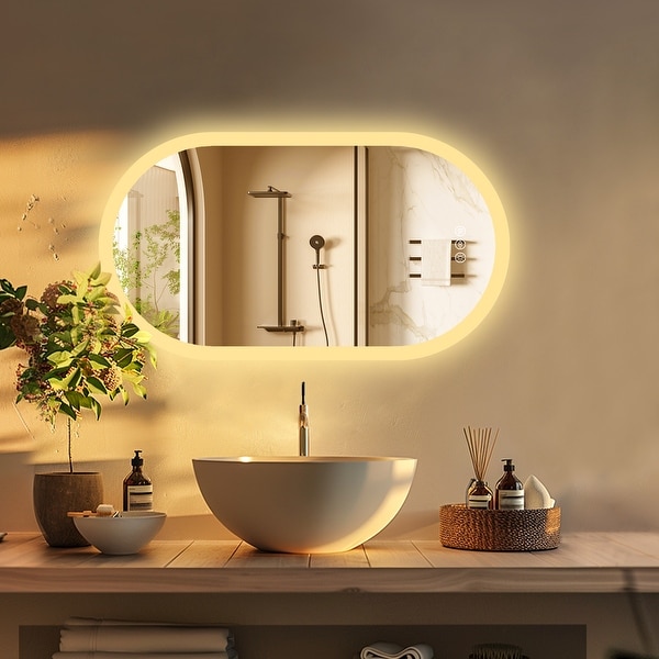 LED Bathroom Mirror with Lights Oval Vanity Backlit Frameless Anti Fog On Sale Bed Bath Beyond 40400850