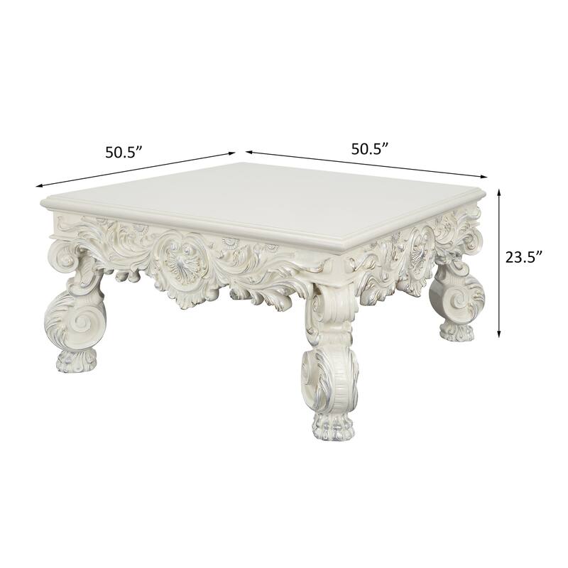 Seville Antique White Coffee Table with Floral Leg