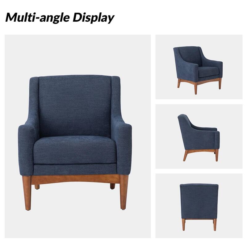 Francis Mid-century Modern Upholstered Armchair with Sloped Arms and Solid Wood Legs Set of 2 by HULALA HOME