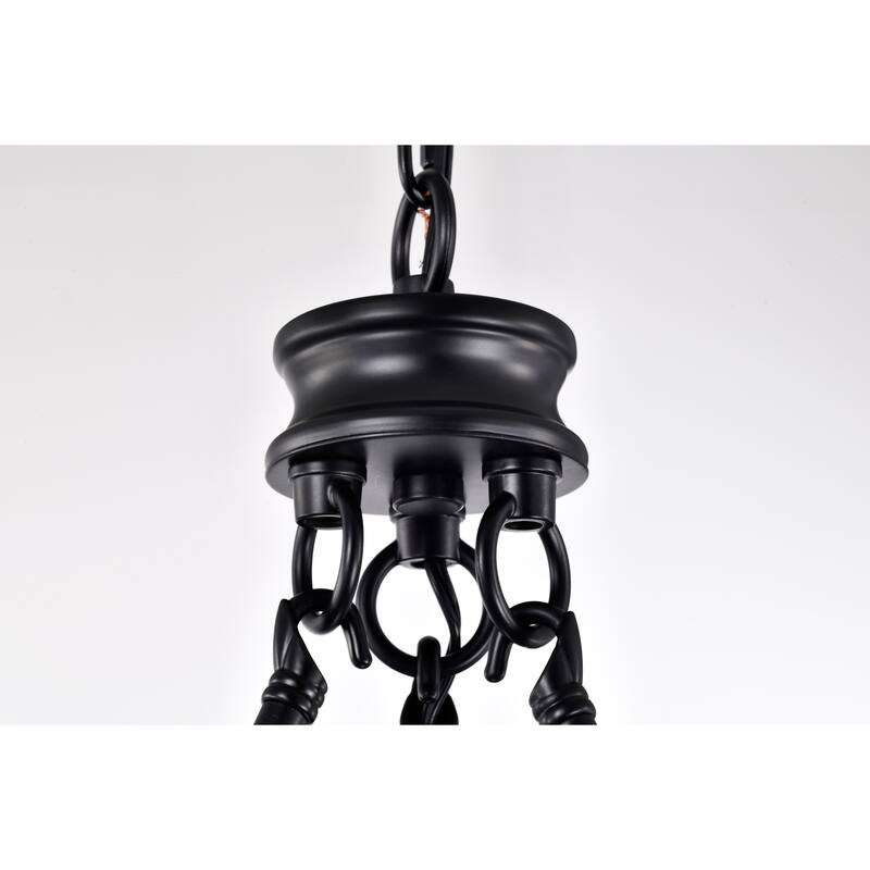 Leontia 25 Inch Mid-Century Modern Wagon Wheel Style Matte Black Finish Ceiling Lighted Candle Chandelier 6-Light