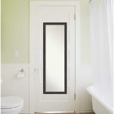 Dappled Narrow Non-Beveled Wood Framed Full-Length On the Door Mirror - Glass Size 14x48