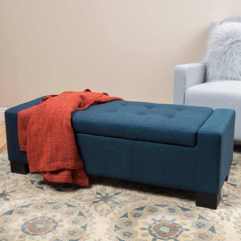 Storage Bench Upholstered Seat, End of Bed Bench Ottoman