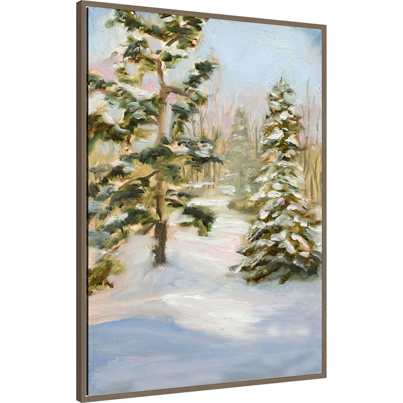 Trees in Winter by Sandra Iafrate Framed Canvas Wall Art Print - Sylvie Dark Gold