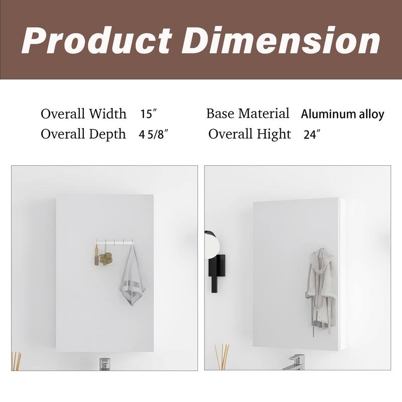 Rectangular Aluminum Medicine Cabinet with Mirror