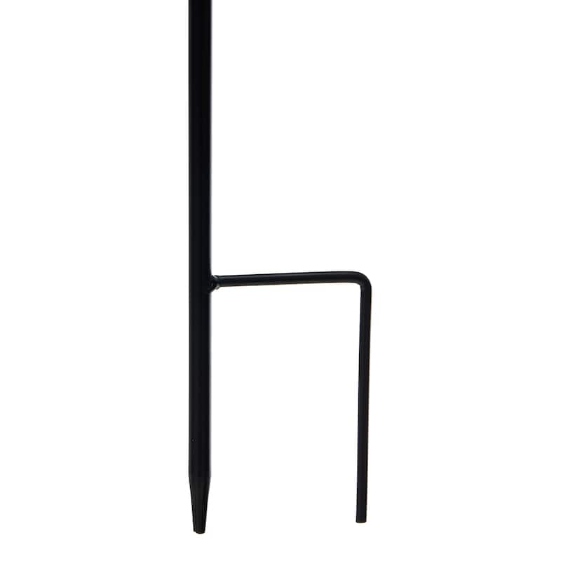 Glitzhome Set of 2 Metal Cutout Laser Outdoor Solar Lantern with Hanging LED Light Garden Stakes