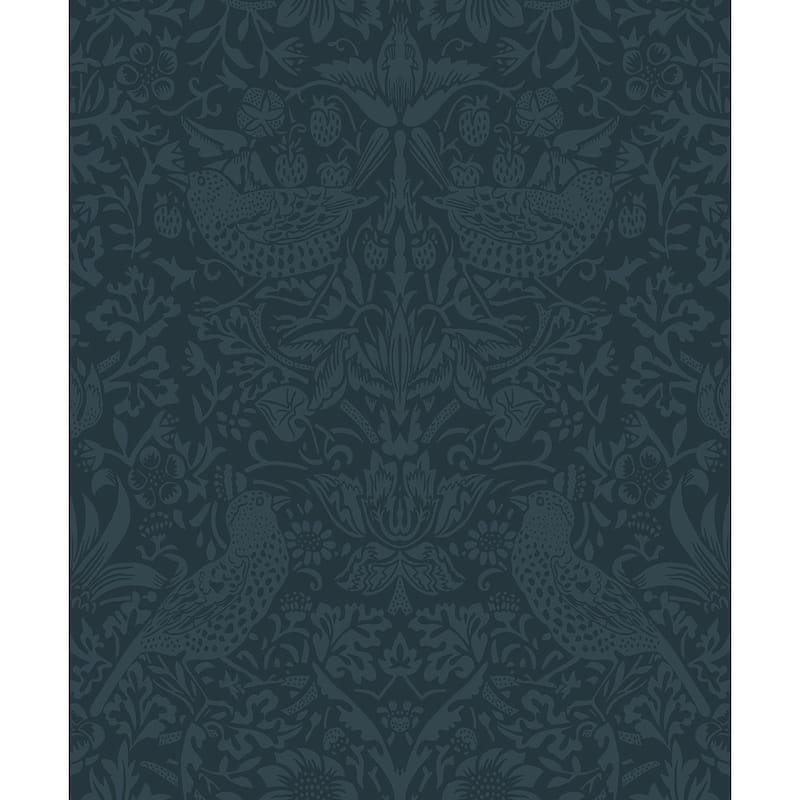 NextWall Tonal Bird Garden Peel and Stick Wallpaper - 20.9 in. W x 18 ft. L - Slate Blue