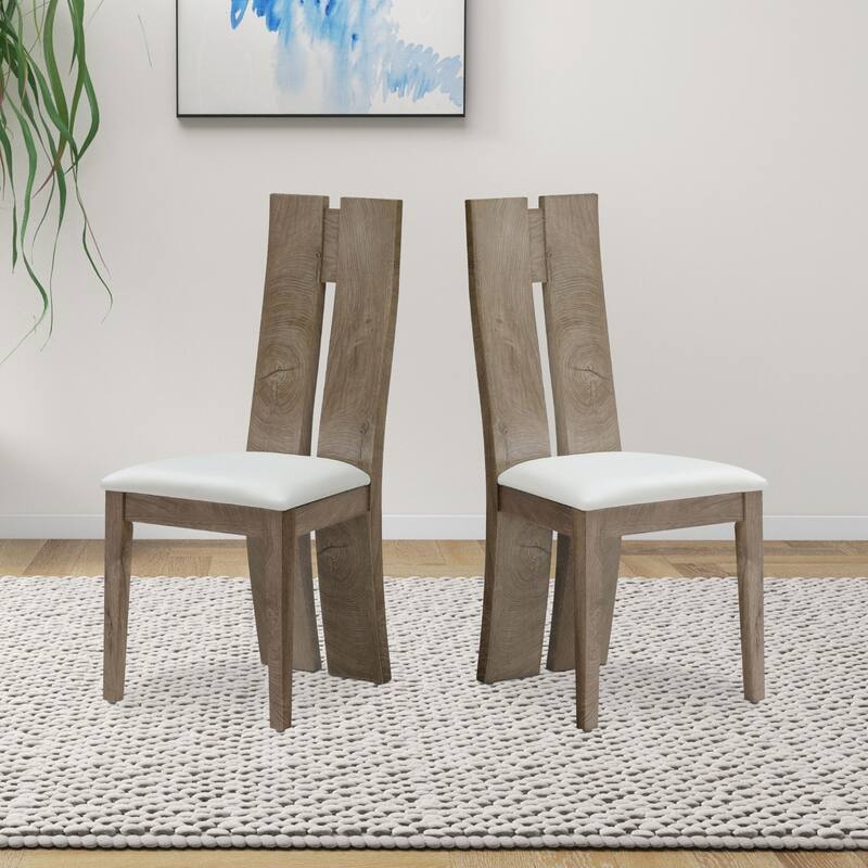 Set of 2 PU Upholstered Armless High Back Dining Chairs