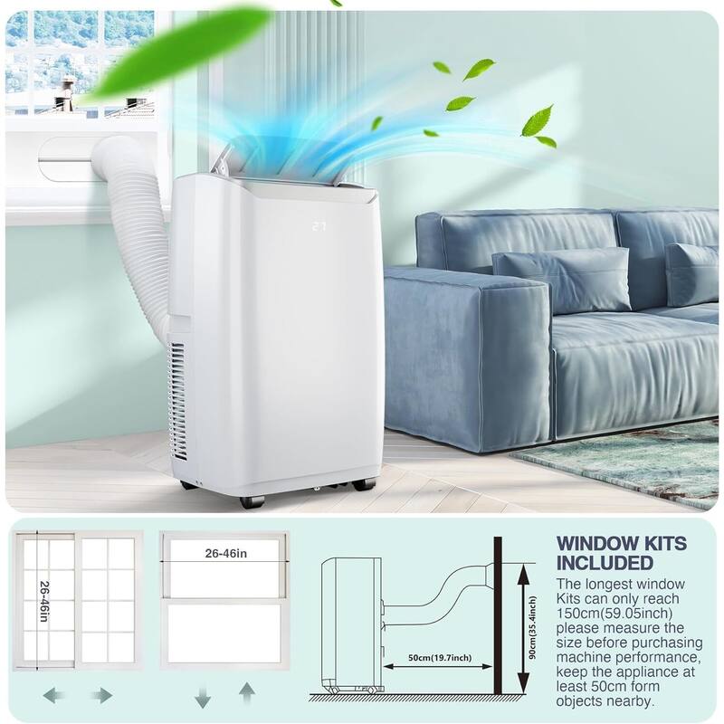 14000 BTU Portable Air Conditioner, 3-in-1 Cooling