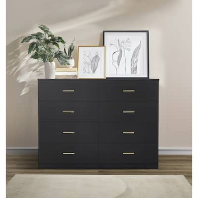 Modern Black 8 Drawer Dresser for Bedroom
