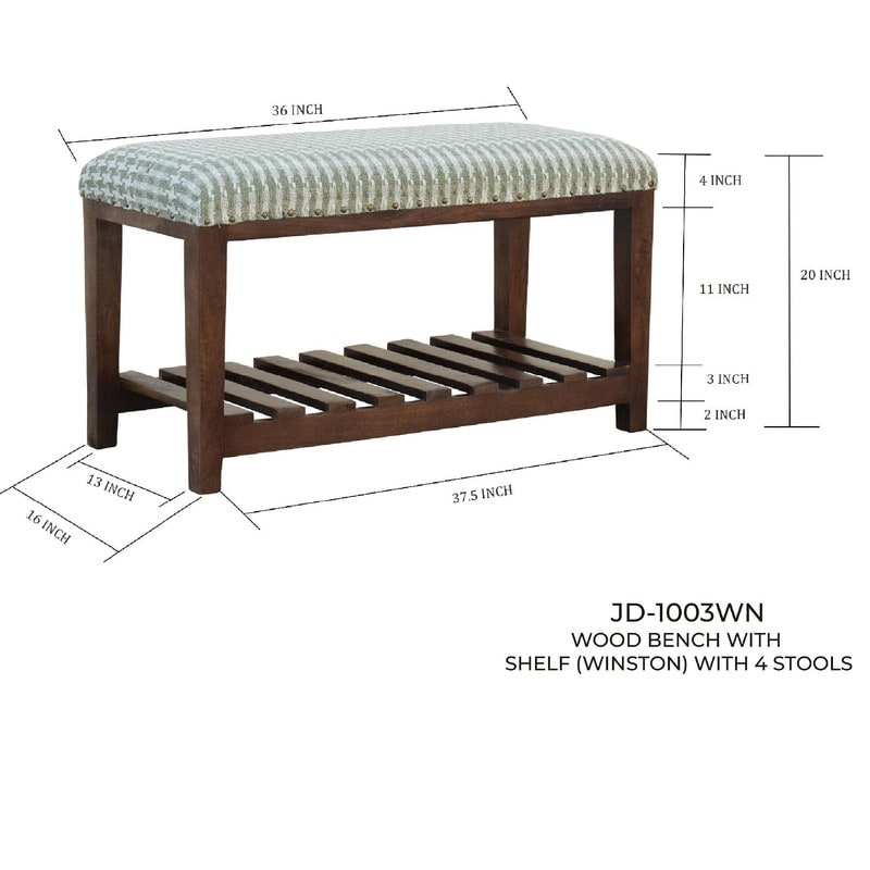 Wood bench with discount shelf