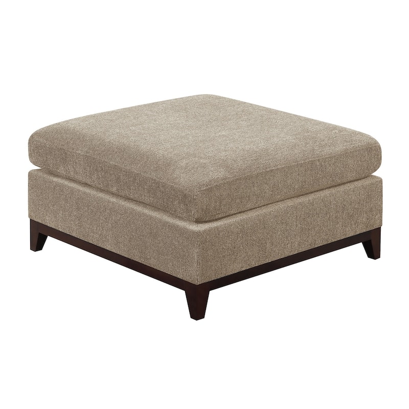 Modular Living Room Furniture Ottoman Camel Chenille Fabric 1pc Cushion Ottoman Couch Exposed Wooden base - Burgundy