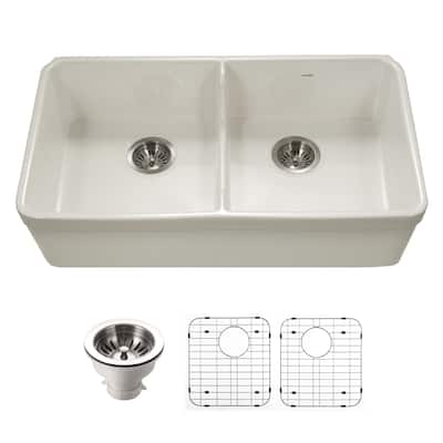 Houzer PTD-6400-C Platus 32-3/16" Farmhouse Double Basin Fireclay