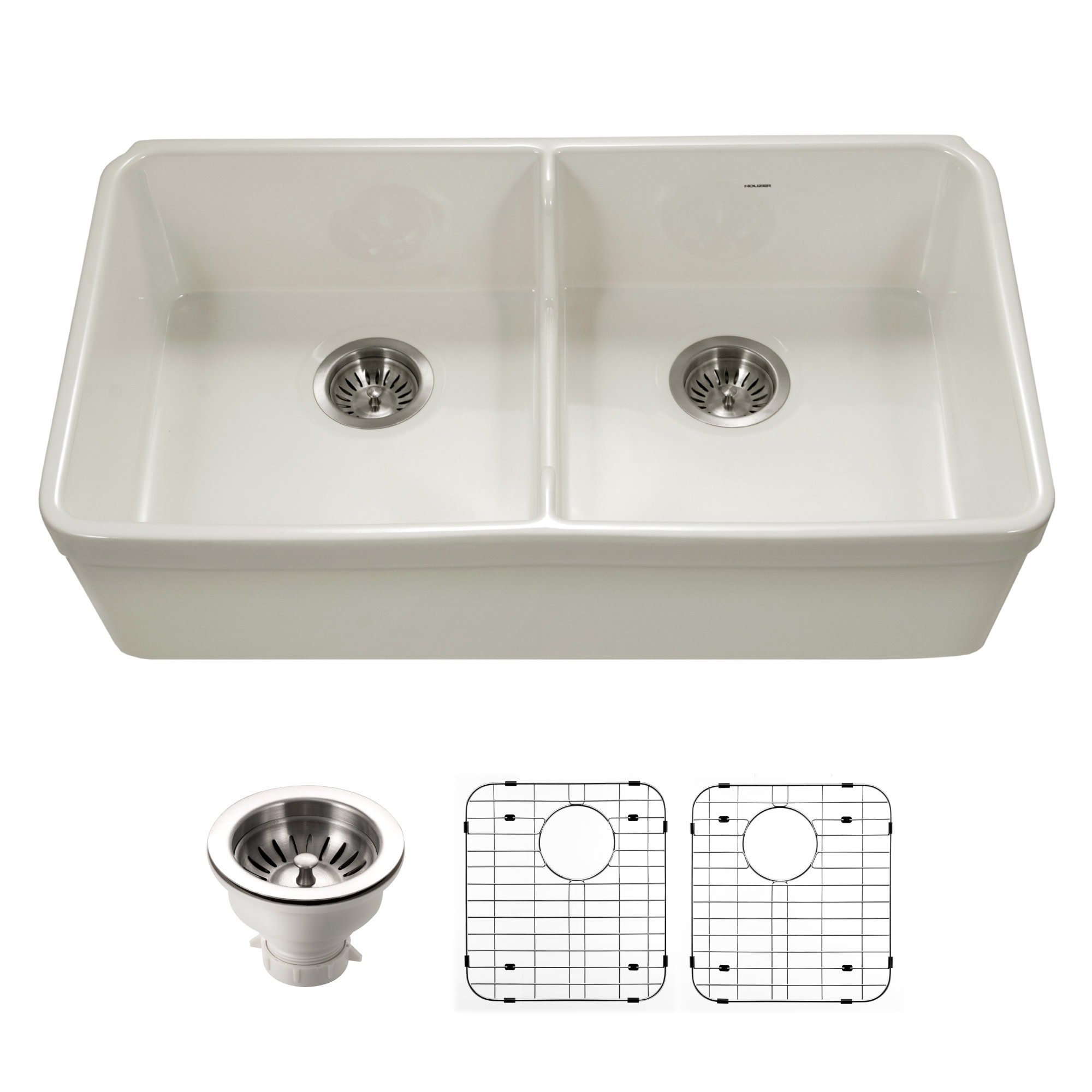 Houzer PTD-6400-C Platus 32-3/16" Farmhouse Double Basin Fireclay