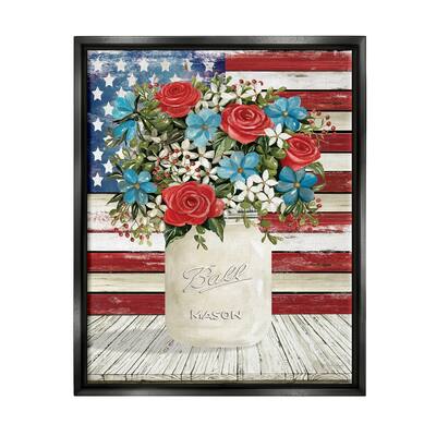 Stupell Industries Americana Flag Festive Bouquet Framed Floater Canvas Wall Art by Cindy Jacobs