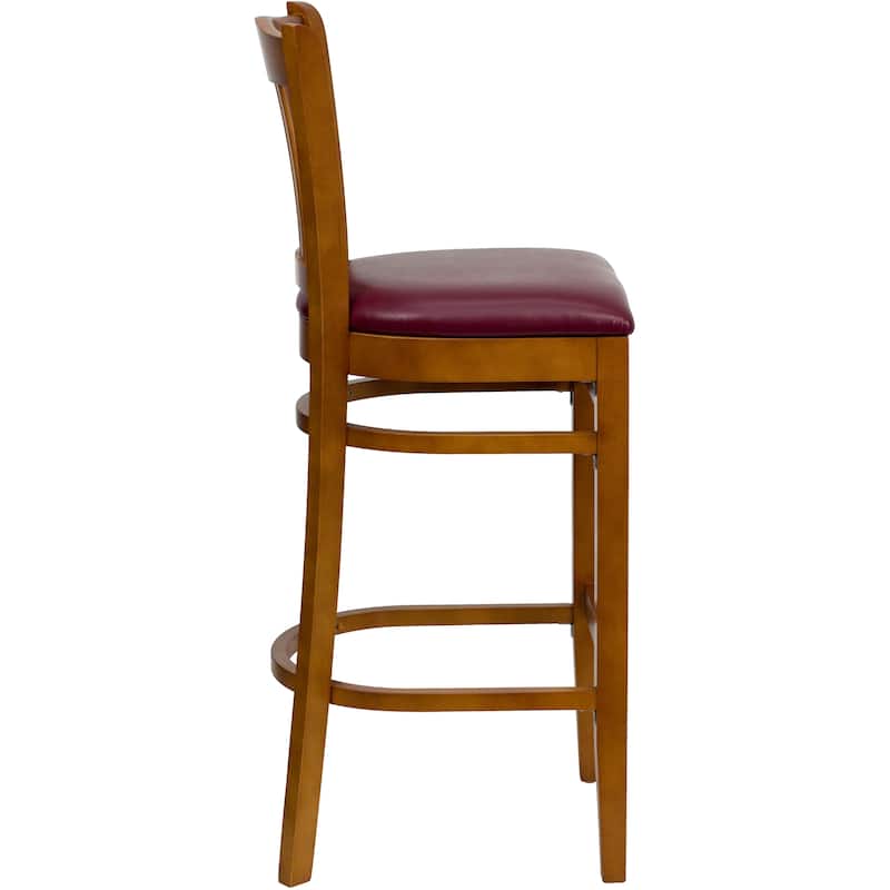 2Pk Vertical Slat Back Wood Restaurant Barstool - Hospitality Seating
