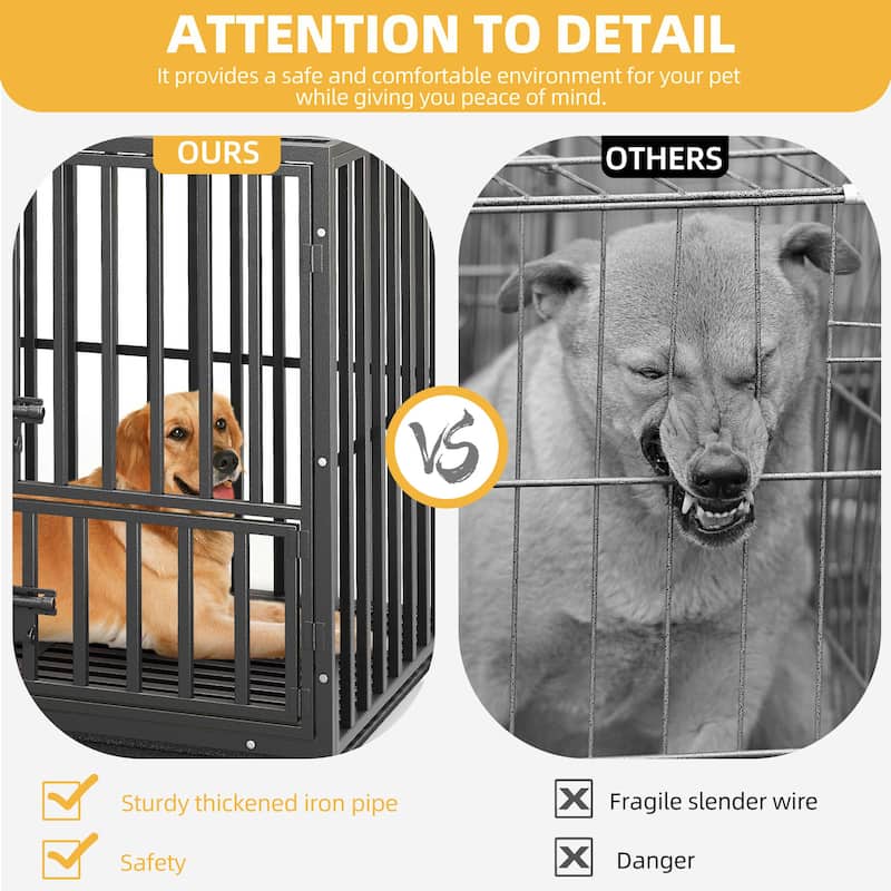 Escape Proof Dog Cage Kennel with Lockable Wheels