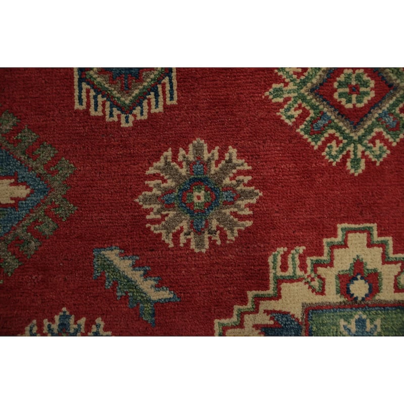 Hand Knotted Oriental 100% Wool Carpet Traditional Geometric Red Kazak Area Rug - 5' 9'' X 4' 0''