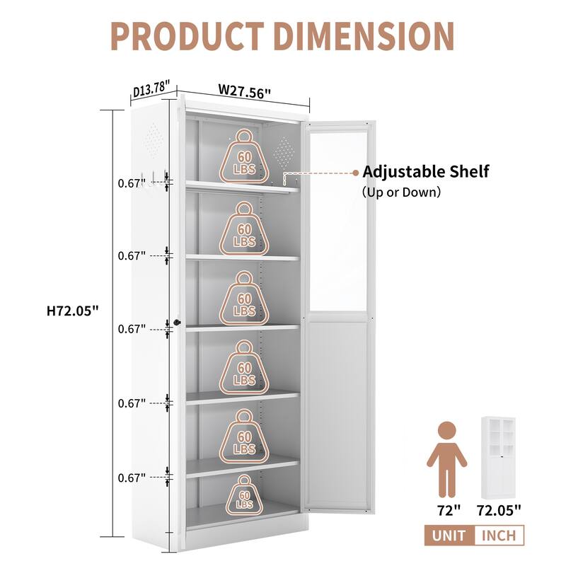 72" Metal Pantry Cabinet - Heavy-Duty Freestanding Organizer with Doors & Shelves for Multi-Room