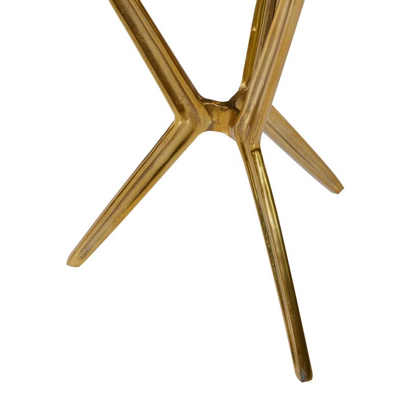 Aluminum Metal or Teak Wood Accent Table with Shaded or Clear Glass Top - Gold or Silver - Roche River Decor