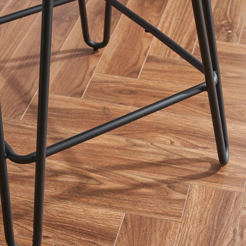 Industrial Bar Stools Set of 2, Counter Height Chairs with PU Leather Upholstery & Metal Frame