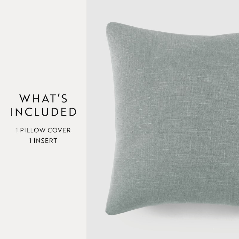 Washed and Distressed Cotton Decor Throw Pillow in Stone Washed