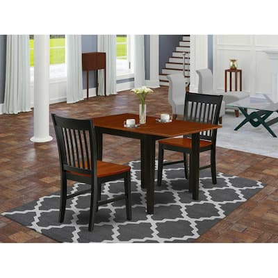 3-Piece Black and Cherry Finish Solid Wood Top Dining Table Set