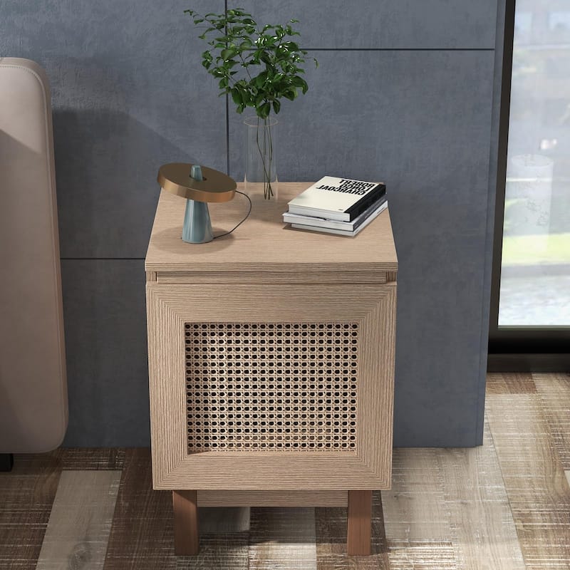 End Table, Side Table with Retractable Desktop - Brown
