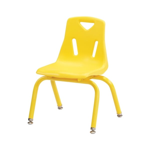 Offex 8"" Ht Set of 6 Powder-Coated Legs Stacking Chairs - Yellow
