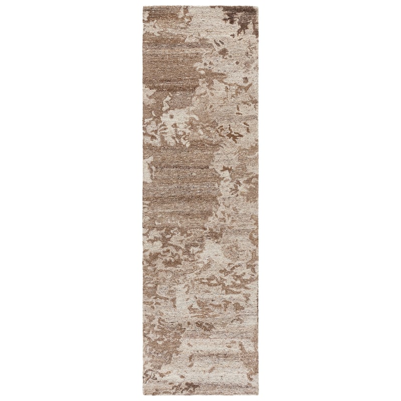 SAFAVIEH Handmade Oakwood Malalija Wool Rug - 2'3" x 8' Runner - Natural/Brown