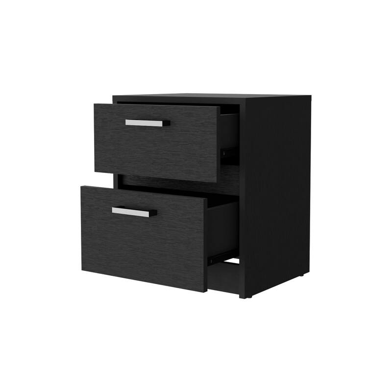 Modern 2-Drawer Nightstand with Metal Handles