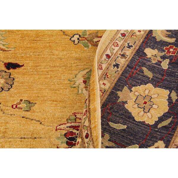 Bohemian Ziegler Candace Gold Blue Handknotted Wool Rug 9'0" x 11'6