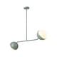 preview thumbnail 5 of 11, 39" W Modern Asymmetric Green Pendant for Kitchen Island with Milk Glass Globe Shade - 38.6 in. W x 13.4 in. H x 7.5 in. D