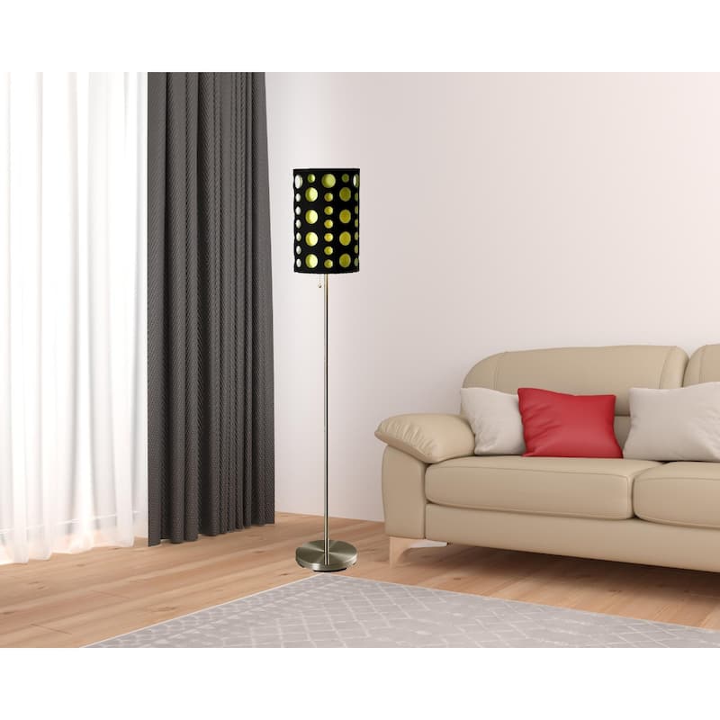66" Steel Floor Lamp with Drum Shade and Adjustable Pull Chain