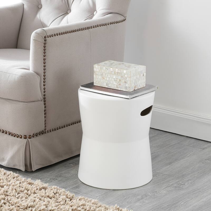 SAFAVIEH Fronie Ceramic Decorative Garden Stool (Fully Assembled) - White