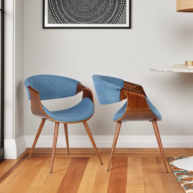 Carson Carrington Skibby Wood and Fabric Mid-century Dining Chair - Blue and Walnut