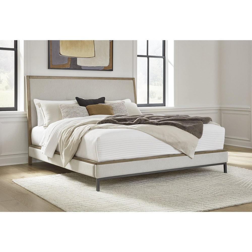 Signature Design by Ashley Tomtyn Beige/Light Brown Upholstered Platform Bed