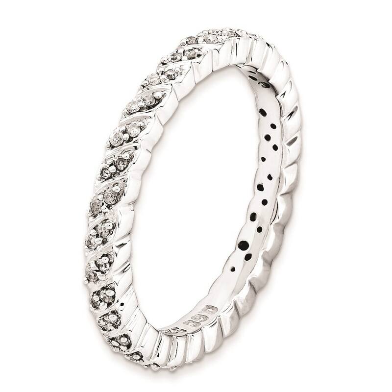 Curata 2.5mm 925 Sterling Silver Prong set Stackable Expressions Polished Diamond Ring