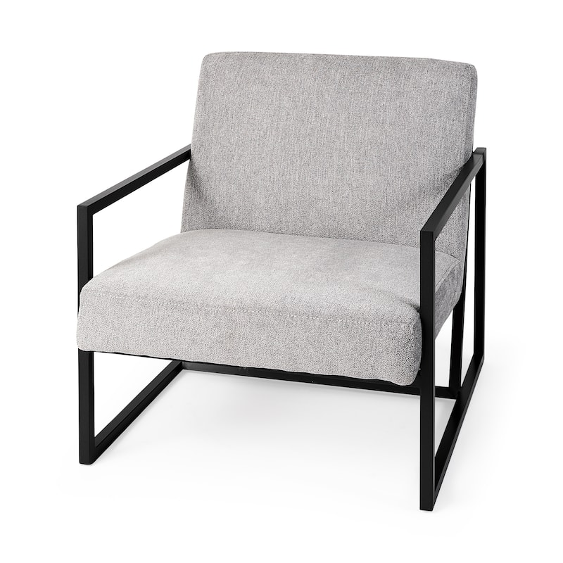 Armelle I Black Leather Seat w/Gold Metal Frame Accent Chair - 28.25" W x 32.75" D x 30.0" H - Gray
