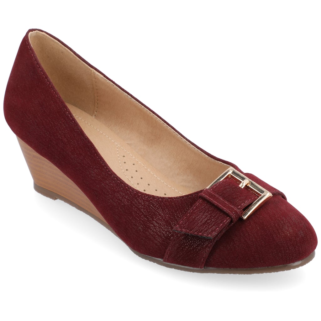 Journee Collection Women's Graysn Comfort Insole Slip On Round Toe Wedge