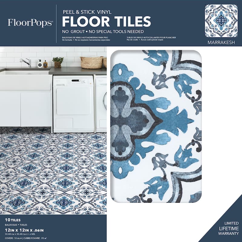 FloorPops Marrakesh Peel & Stick Floor Tiles