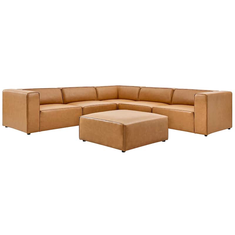 Mingle Vegan Leather 6-Piece Furniture Set - Tan