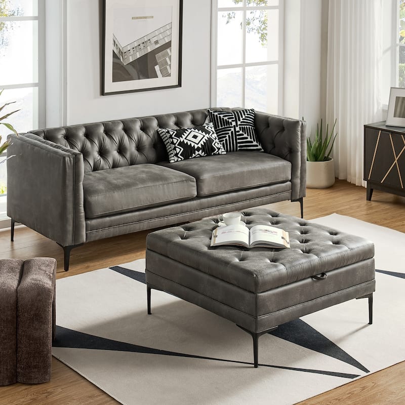 Ipiutak Modern 2 - Piece Upholstered Button-tufted Sectional with Storage Ottoman