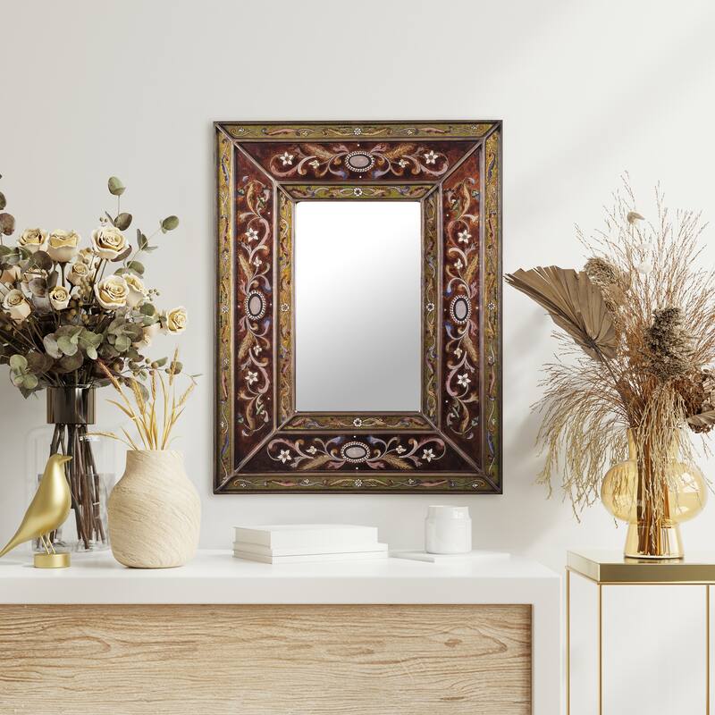 NOVICA Handmade Cajamarca Warmth Wood Frame Mirror (Peru)