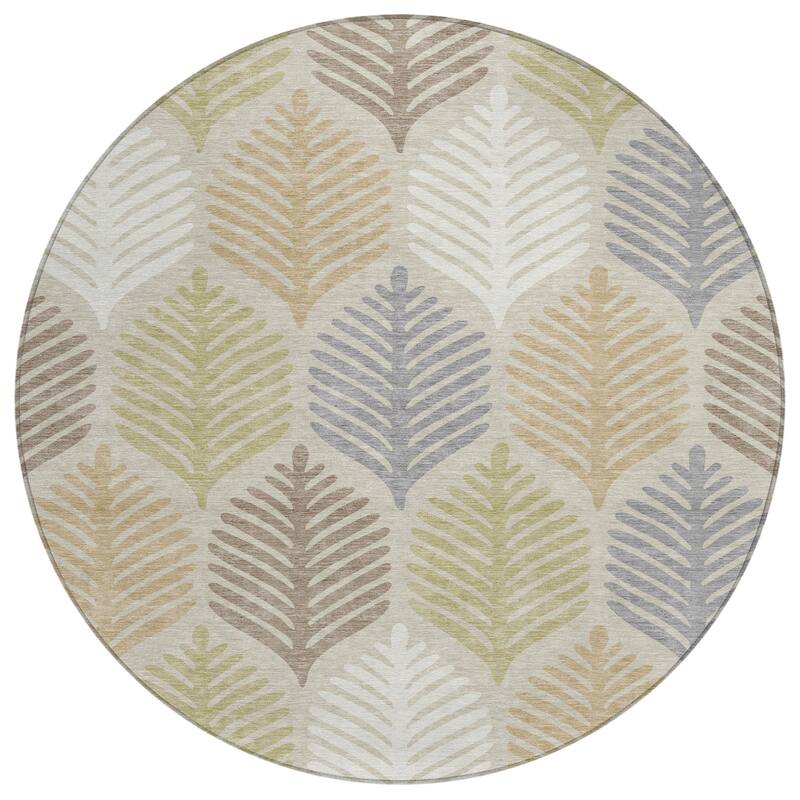Machine Washable Indoor/ Outdoor Modern Fern Chantille Rug