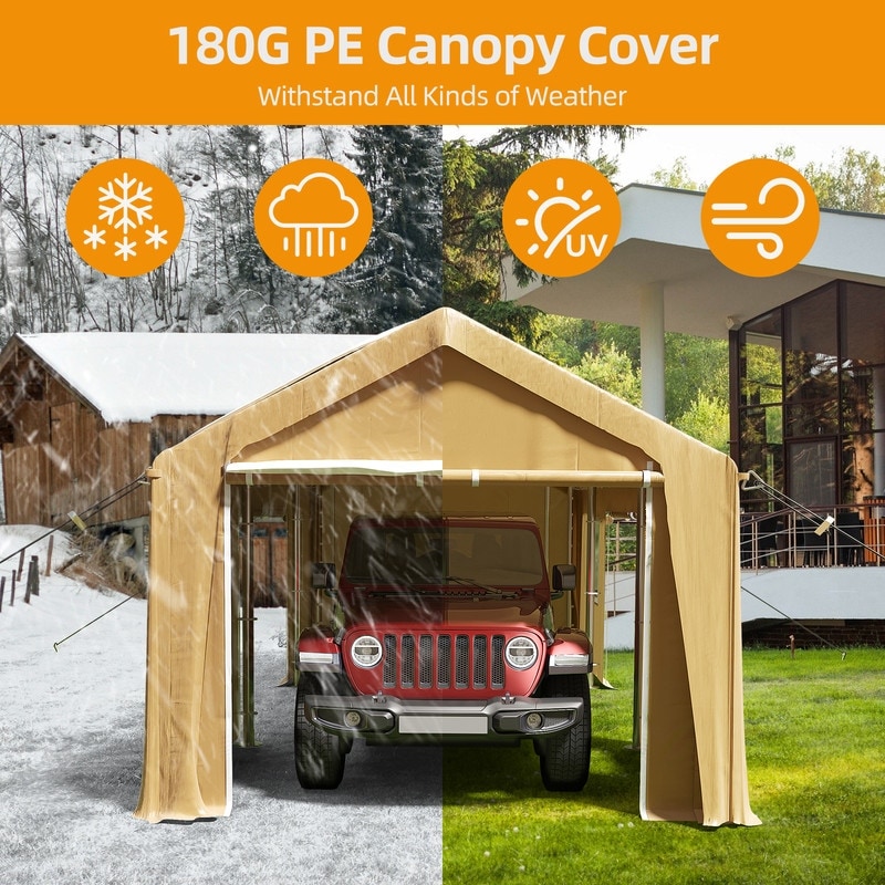 10x20 Ft Carport with Removable Sidewalls Doors Windows On Sale Bed Bath Beyond 40031160