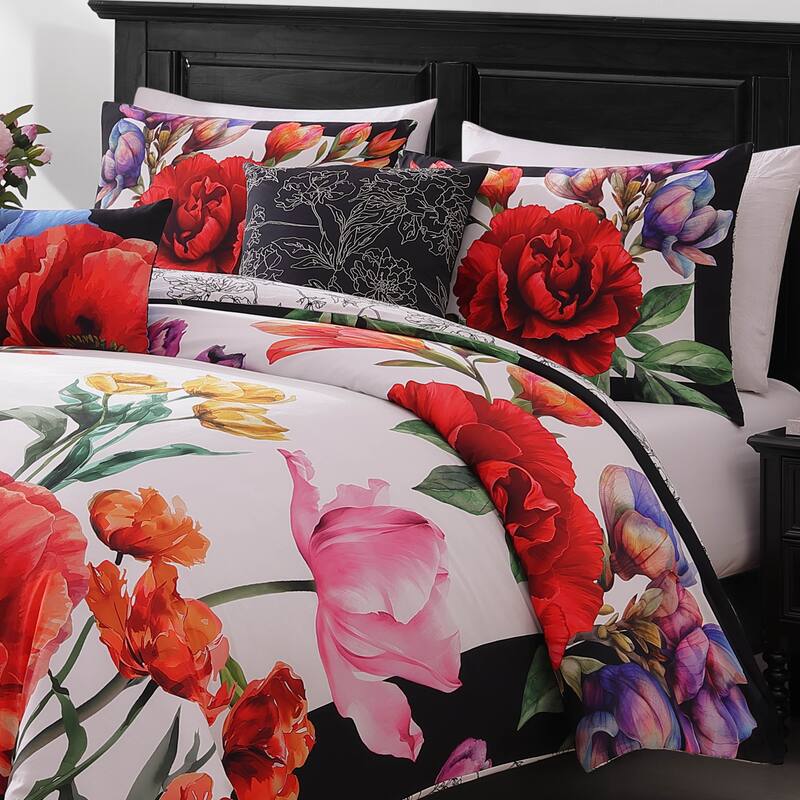 Bebejan Petal Portrait 100% Cotton Sateen 5 Piece Reversible Comforter Set