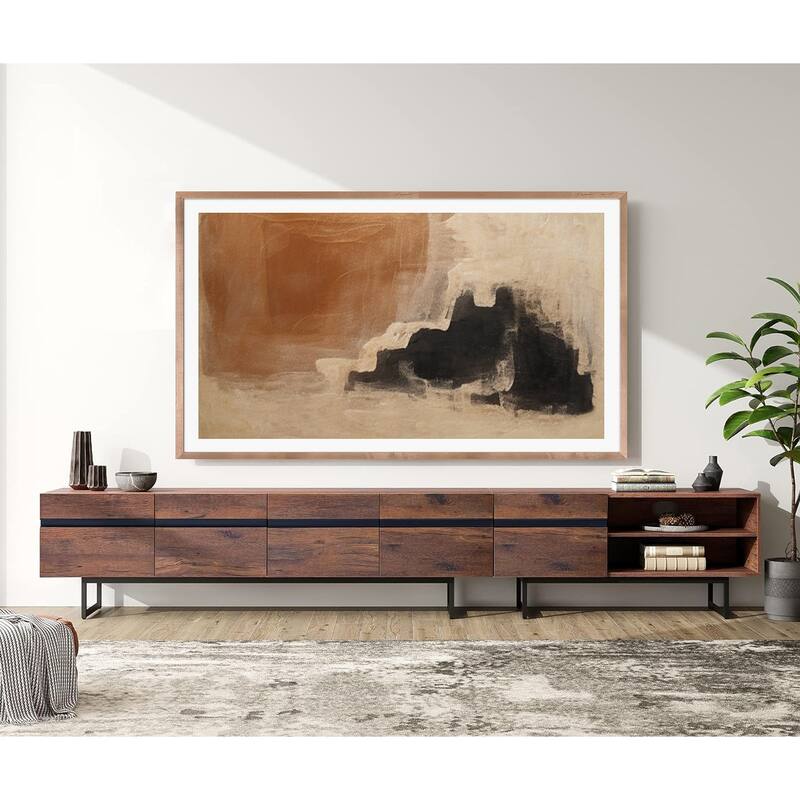 WAMPAT Modern TV Stand for up to 100 inch TV with Storage Cabinets