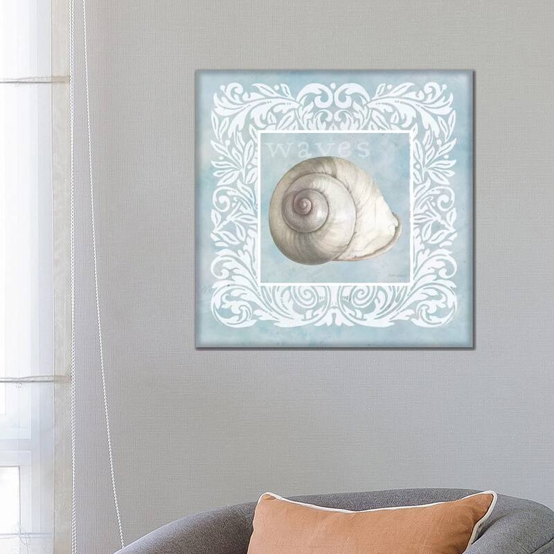 iCanvas "Sandy Shells Blue on Blue Snail" by Beth Grove Canvas Print - 26x26x1.5