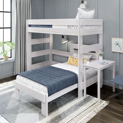 Max and Lily Farmhouse Twin over Twin L Shaped Bunk Bed with Desk
