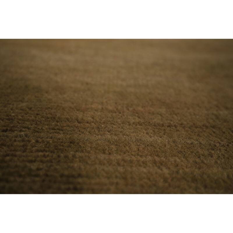 Modern Gabbeh Oriental Area Rug Hand-Knotted Green Wool Carpet - 7'5" x 9'9"